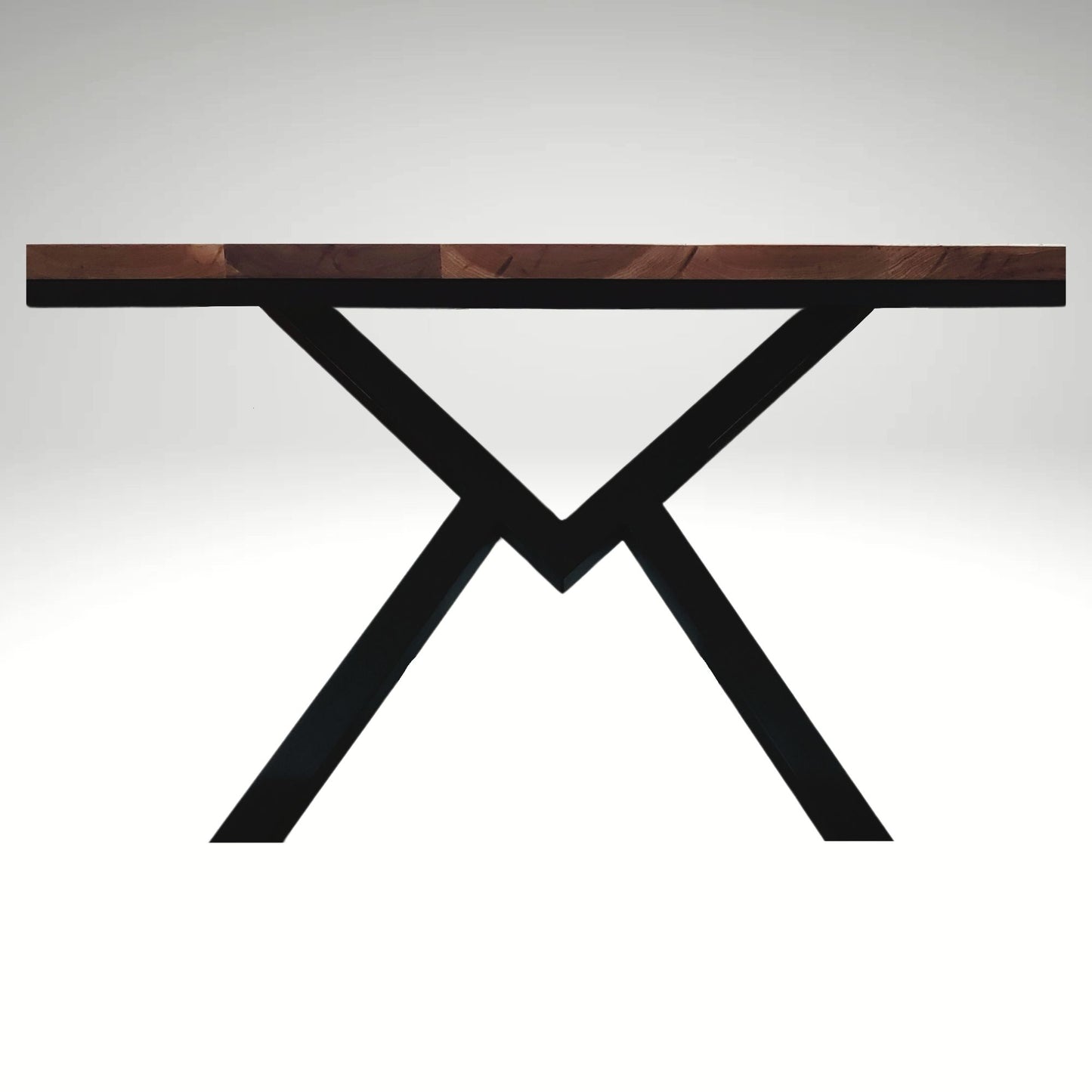 Michigan powder-coated metal base designed for Modern Grain custom hardwood tables. Durable, fully welded, and made for modern spaces.