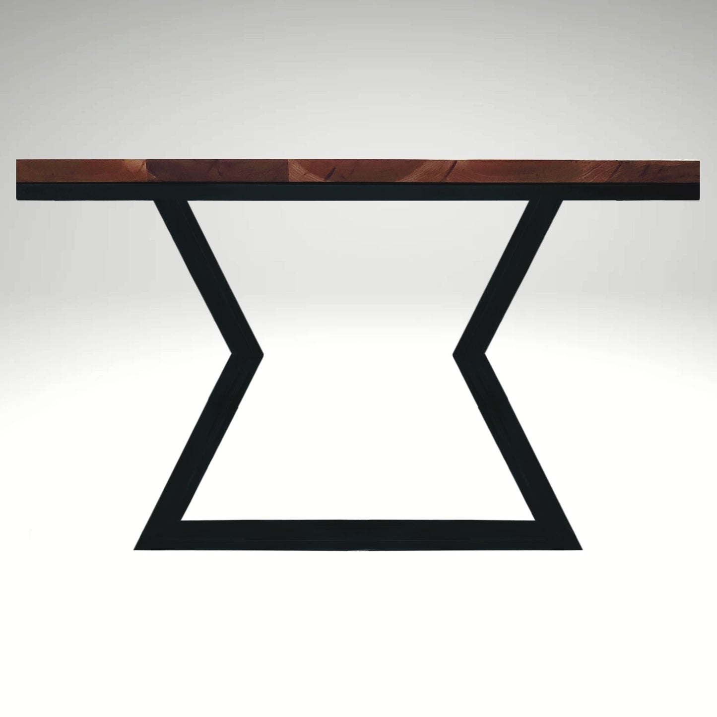 Montana powder-coated metal base designed for Modern Grain custom hardwood tables. Durable, fully welded, and made for modern spaces.