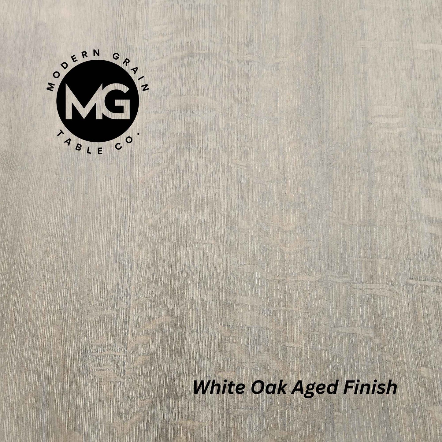 Close-up of White Oak hardwood with Aged finish from Modern Grain Table Co.