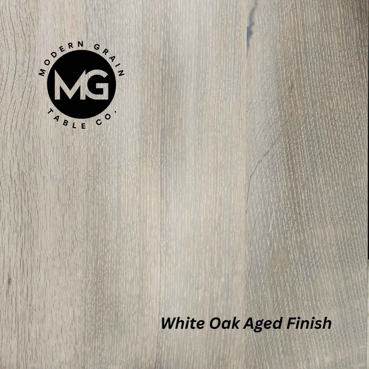 White Oak hardwood table with Aged finish by Modern Grain Table Co.